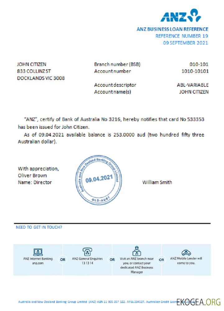 Australie , ANZ bank , reference